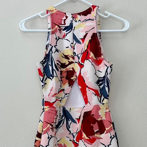 Abercrombie and Fitch floral halter mini key hole back spring colorful flowers S - Picture 9 of 15